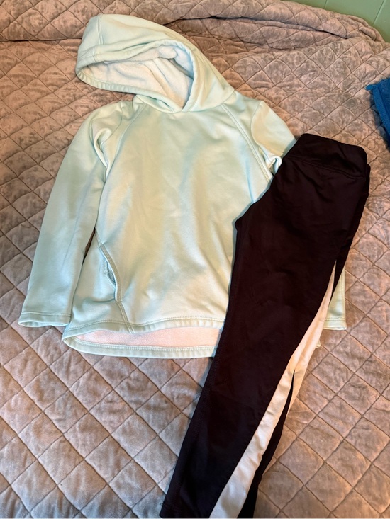 Athletic Works Other - Athletic Works Mint Hoodie with Black Leggings and Cream Stripe